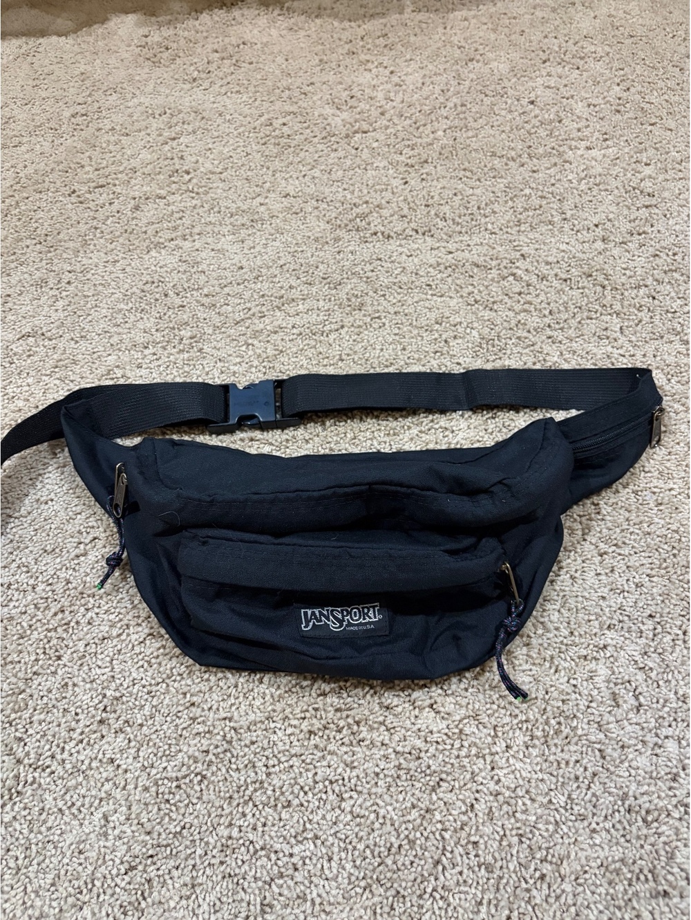 JanSport Fanny Pack OS Black Vintage Made in USA Waist Bag Women men black